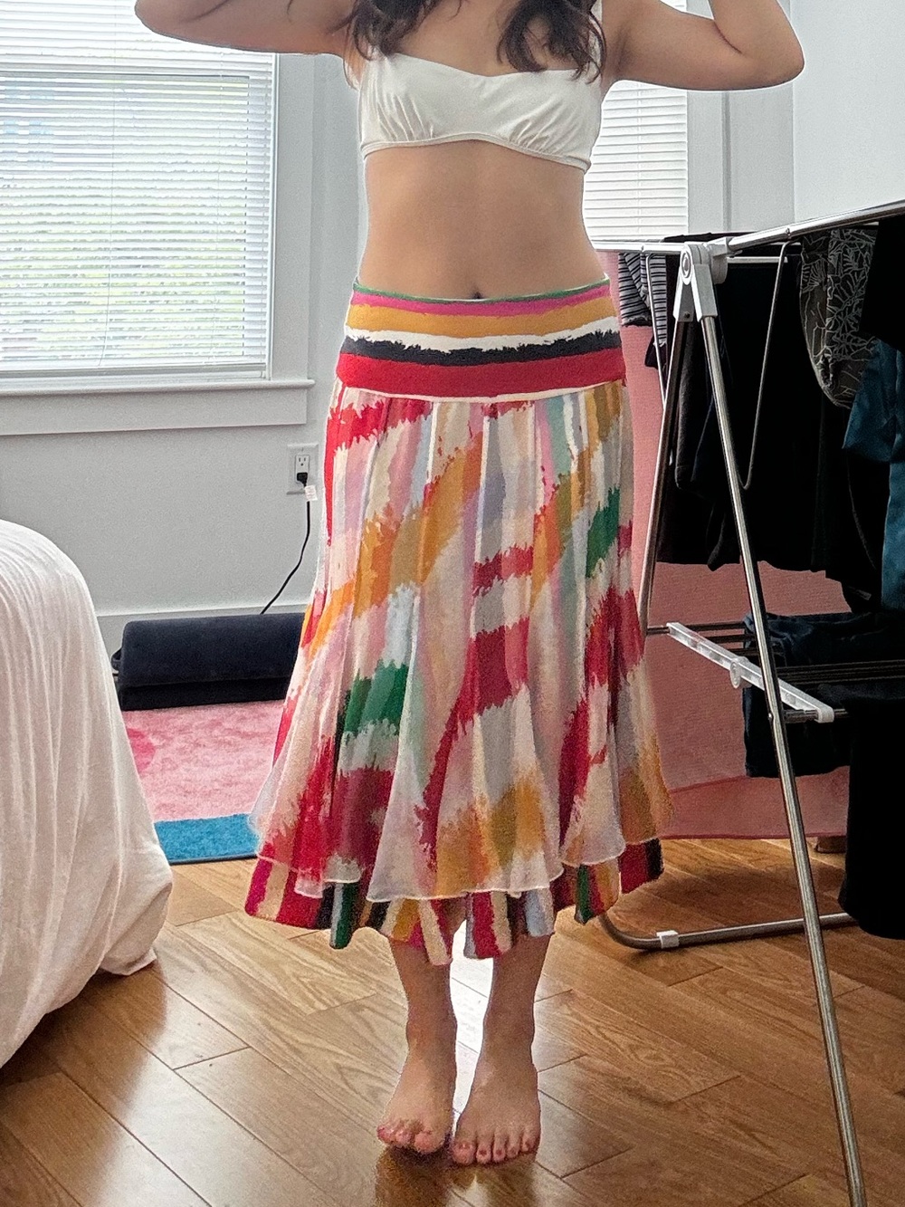Diane Von Furstenberg Multicolor Stripe & Brushstroke Midi Skirt - Picture 4 of 4